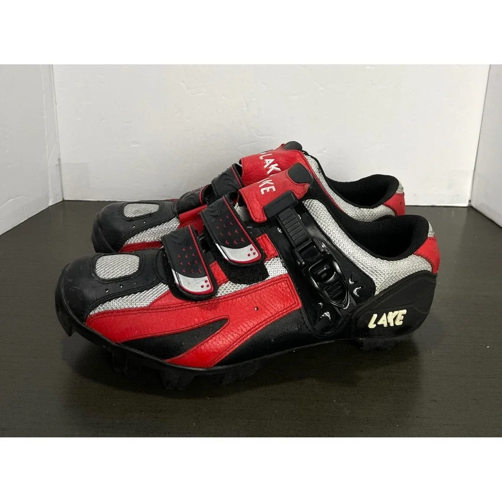 Lake Cycling Shoes Mens‎ size 10 US Red Black Mesh Mountain Bike Bicycle Clip In
